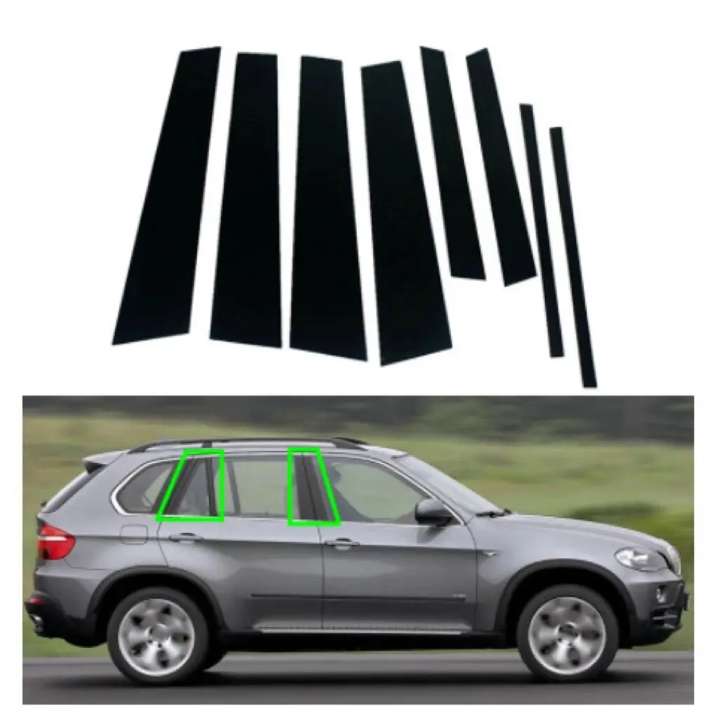 

For BMW X5 E70 2007-2013 Car Door Window Trim Pillar Posts Black Cover Panel Decoration 2007 2008 2009 2010 2011 2012 2013 8pcs