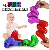8PCS Colorful Telescopic Tube Pop Tube Stretching Tube Corrugated Tube Children Adult Stress Relief Toy Educational Folding Toys 2