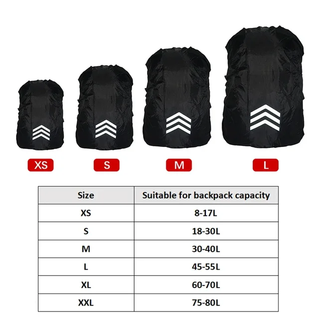 Waterproof Backpack Cover Reflective Backpack Rain Cover Outdoor Mountaineering Night Safety Hiking Sports Bags Cover 18-45L 6