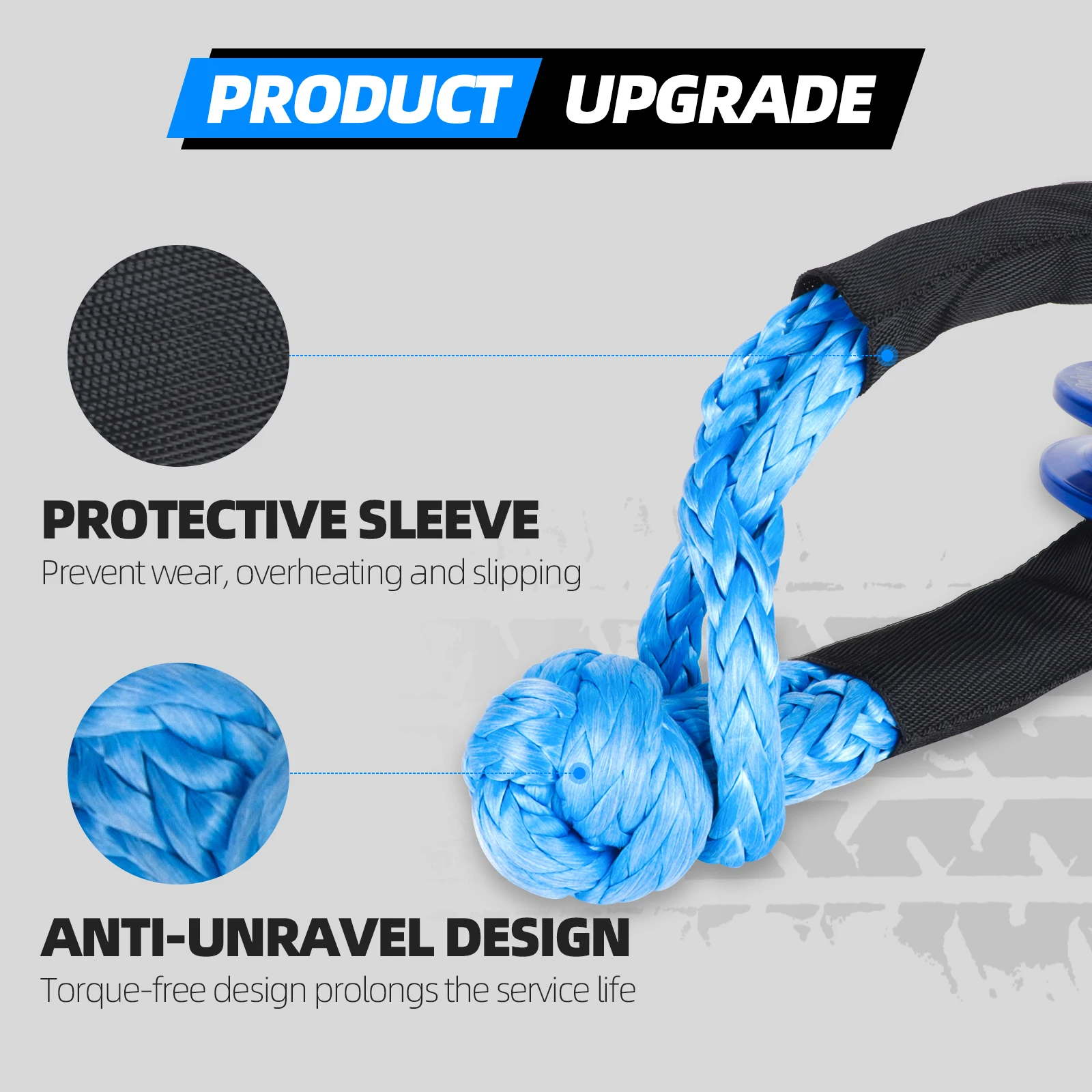 41000lbs Soft Shackle Synthetic Rope Heavy Duty Offroad 4X4 Tow Shackle Strap Protective Sleeve Jeep Truck SUV soft shackle