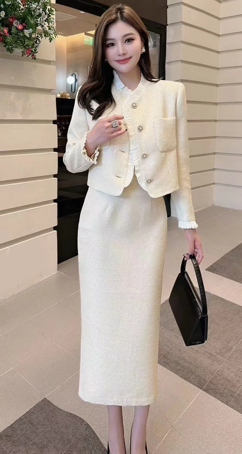 

Top Quality Designer Fashion Women's Clothing Set 2023 Autumn Winter Long Skirt Suit Ladies Long Sleeve Coat+High Waist Skirts