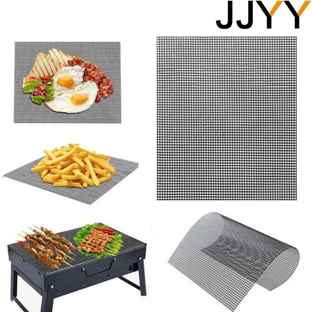 JJYY 야외 바베큐 그릴 그물 그릴 그리드 매트, 테플론 논스틱 고온 저항 그릴 그리드 매트, 바베큐 매트 