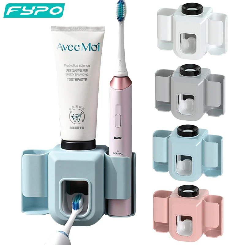 Wall Mount Toothbrush Holder With Toothpaste Dispenser,Self Adhesive