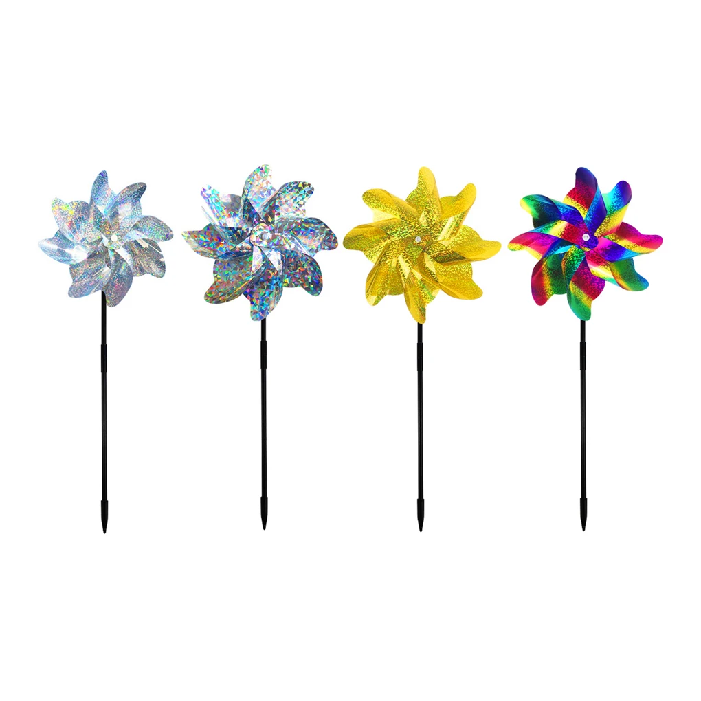 

10 Pieces Reflective Windmill Lawn Decorative Wind Spinner Decoration