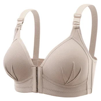 New Large Size Gathered Front Buckle Style Back Without Steel Ring Bra Soft and Traceless Thin Size Underwear For Women 1