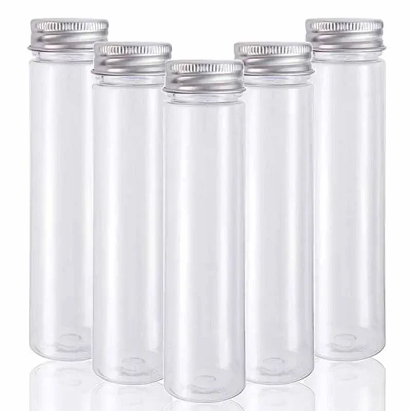 10/20/30Pcs 110ml PET Test Tubes Transparent Plastic Candy Facial Mask Rubber Capsule Packaging Box With Screw Lids Party Favors