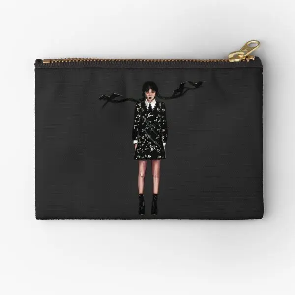 

Wednesday Friday Addams Zipper Pouches Packaging Panties Coin Socks Underwear Money Cosmetic Storage Pocket Pure Women Small