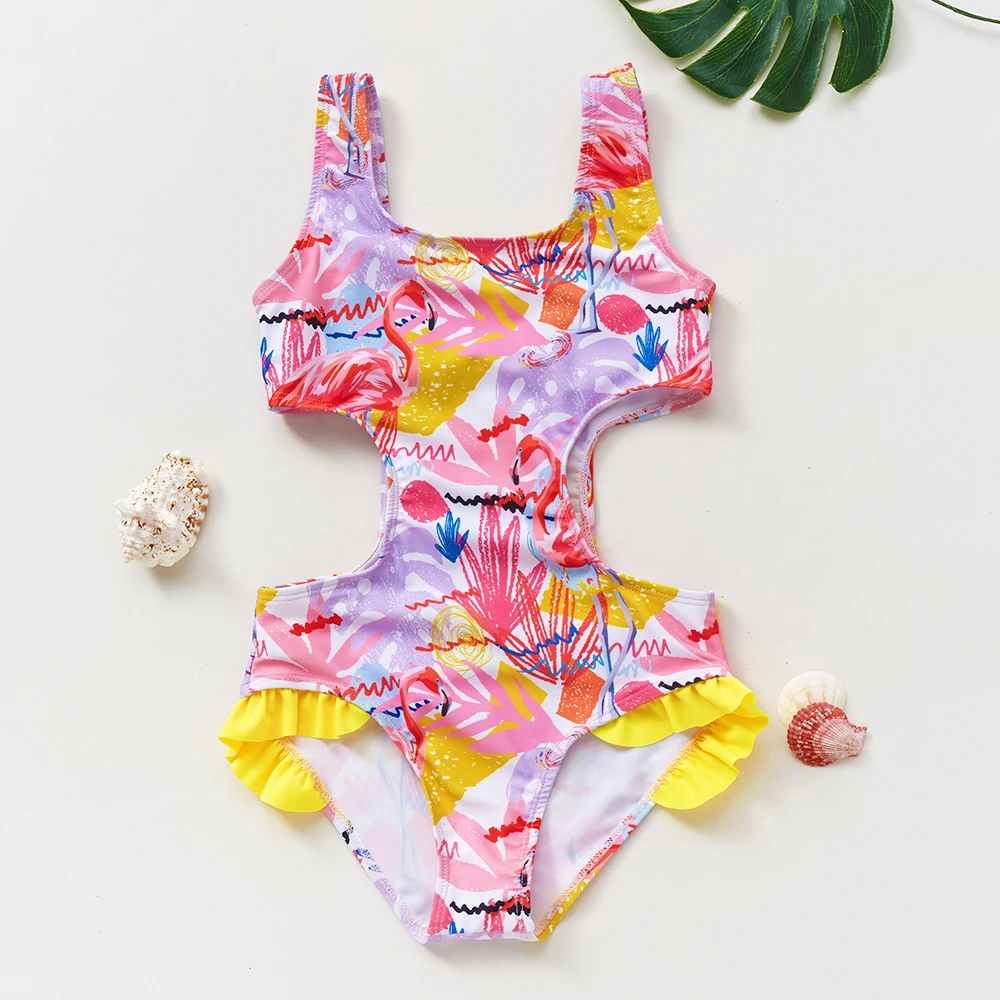 Children Swimsuit 2-12Y Toddler Girls One Piece Ruffle style Beach Wear