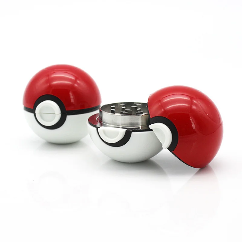 Pokeball 55mm Poke Ball Herb Zinc Alloy Plastic Metal Grinders 3 Parts Smoking Accessories herb grinder smoking accessories tobacco smoking accessories
