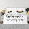 Closed Eyes Lashes Blanket Fleece Spring/Autumn Cartoon Beauty Eyelash Portable Soft Throw Blankets for Bedding Car Quilt 1