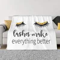 Closed Eyes Lashes Blanket Fleece Spring/Autumn Cartoon Beauty Eyelash Portable Soft Throw Blankets for Bedding Car Quilt 1