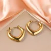 French Heart-shaped Stainless Steel Earrings, Non Fading Women's Gold Color Metal Earrings Jewelry Accessories 2