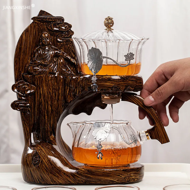 Creative Buddha Statue Glass Tea Set Automatic Teapot Tea Heat-resistant Kungfu Drinking Make