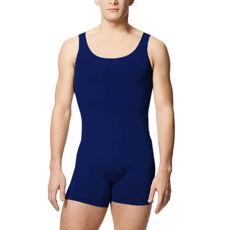 Dance Leotard Men Tank Shorty Unitard Adult Workout Dance Gymnastics Ballet Latin Biketards Stage Costumes Spandex Nylon