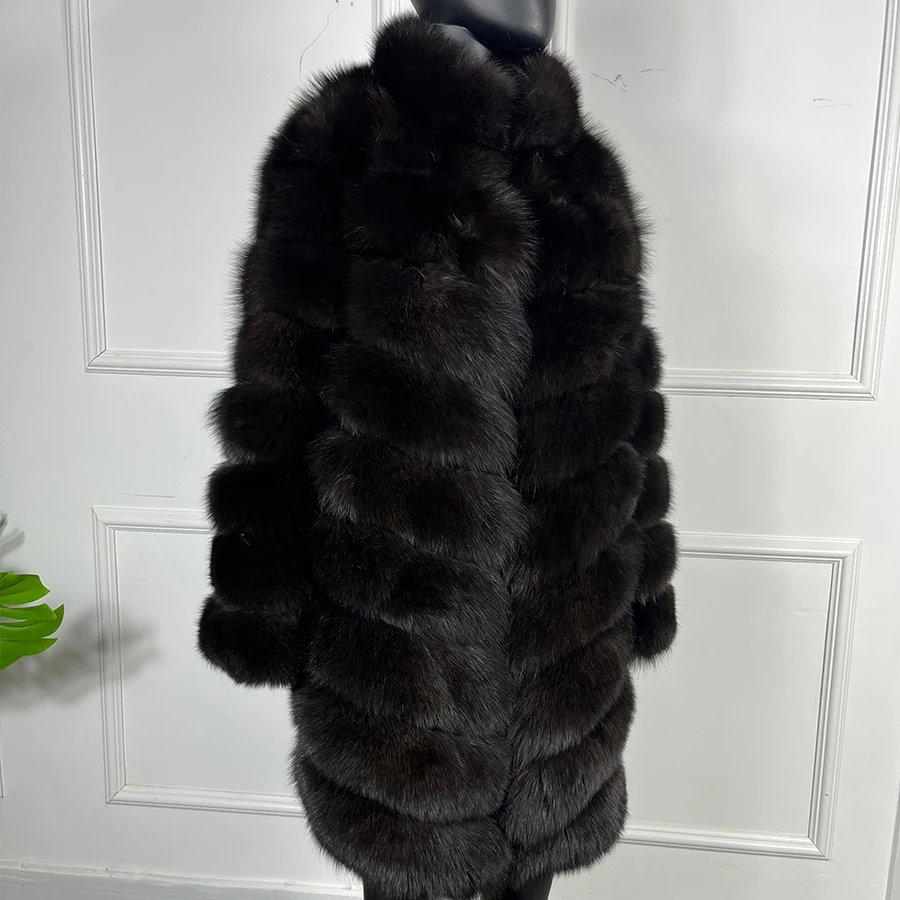 

Женское роскошное зимнее меховое пальто, куртки средней длины из натурального меха с лацканами, натуральный Лисий мех