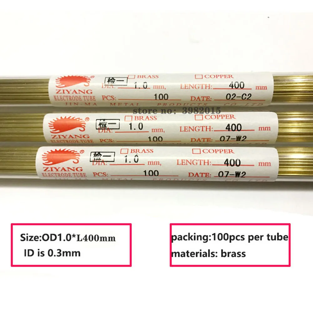 Drilling Brass Electrode Tube OD1.0*400mm Length Single Hole IDfor EDM Drilling Machine
