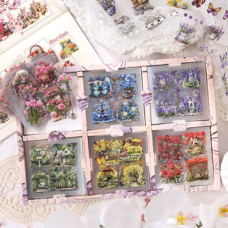 Stickers Scrapbooking Supplies 150pcs PET Plants Flowers Stickers Decor Stickers DIY Scrapbooking Junk Journal Collage Album Material Planner Craft Sticker Set