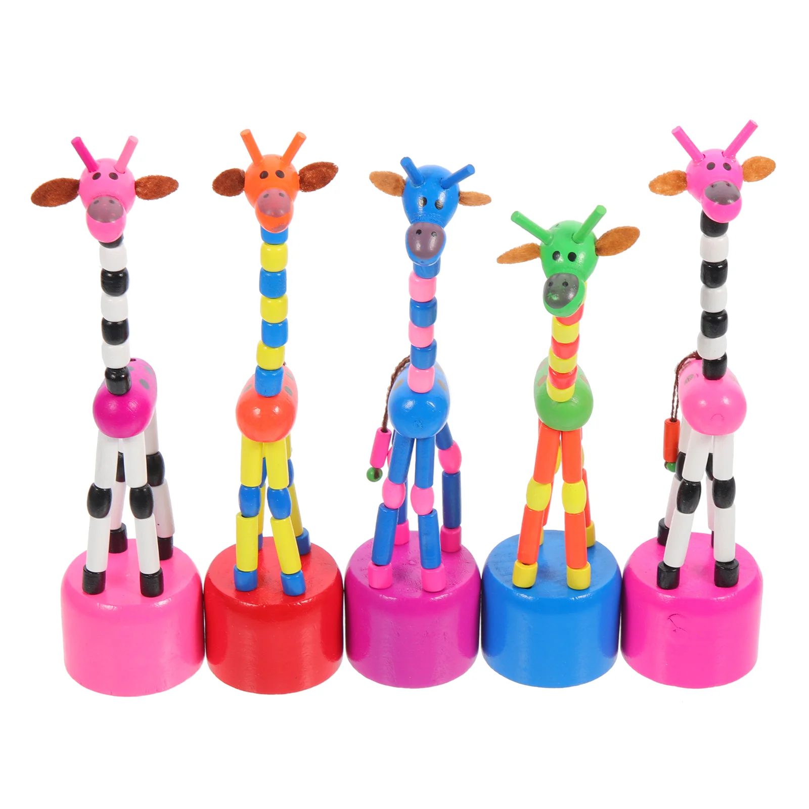 

Wooden Giraffe Puppets Toys Swing Dancing Giraffe Figurine Push Up Toys for Kids (Random Style)