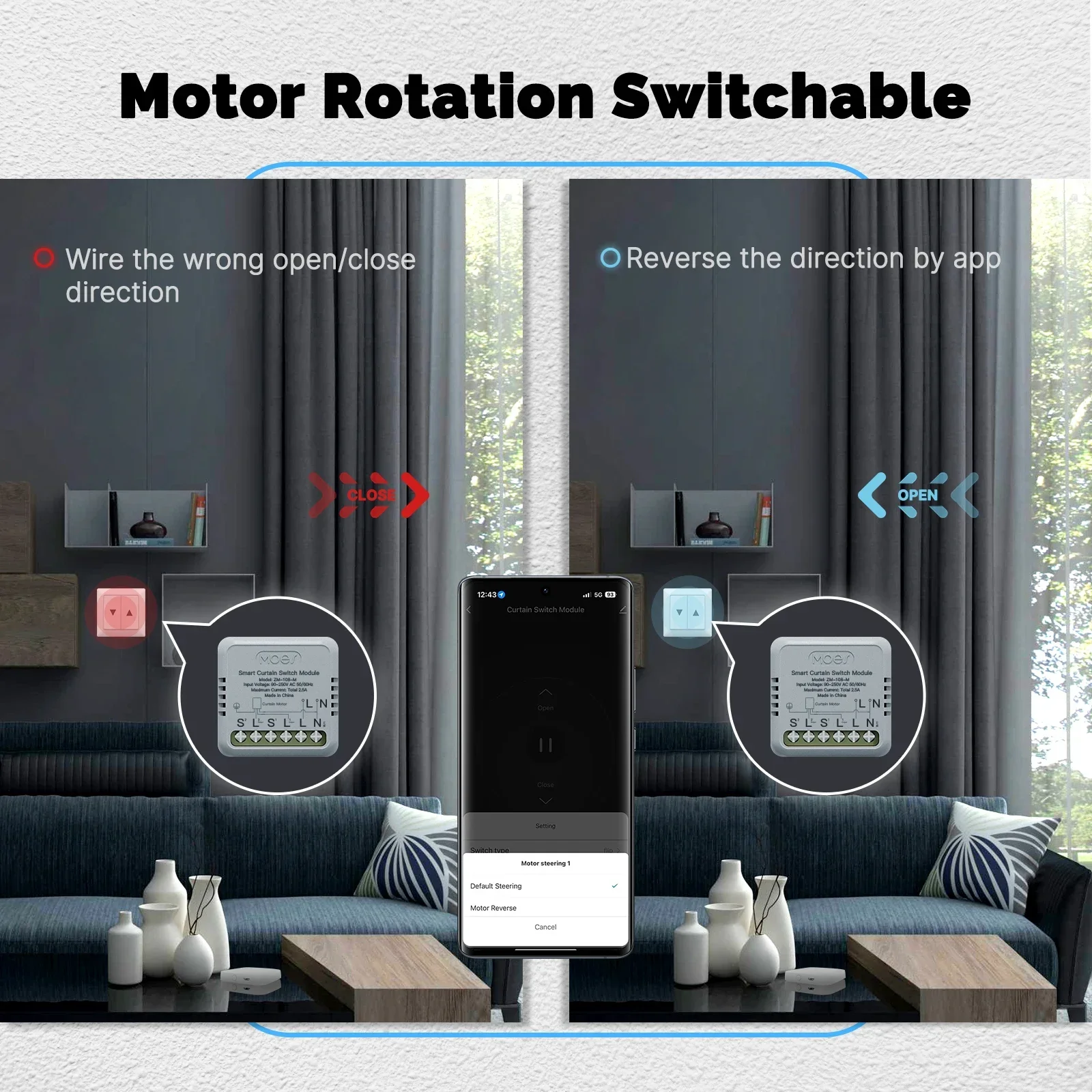 Tuya WiFi/ZigBee Smart Curtain Switch Mini Module For Rocker Reset Switch, App R