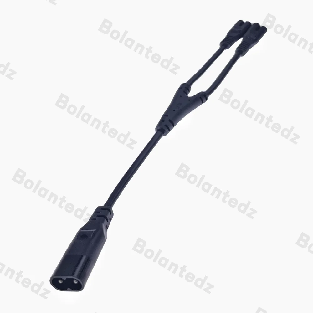 power extension cable power cord ac power cord IEC 320 C8 2Pin Male to 2 x C7 Female Y Split Power Cable About 28CM IEC 320 C7 to C8 extension cords male female 1PC