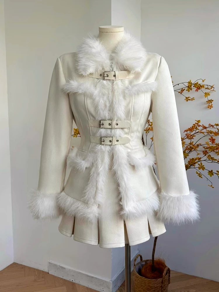 Winter Prinses Elegante Nieuwe 2 Delige Set Vrouwen Patchwork Y 2K Vintage Zoete Mini Rok Pak Dames Koreaanse Stijl Casual Sets 2024