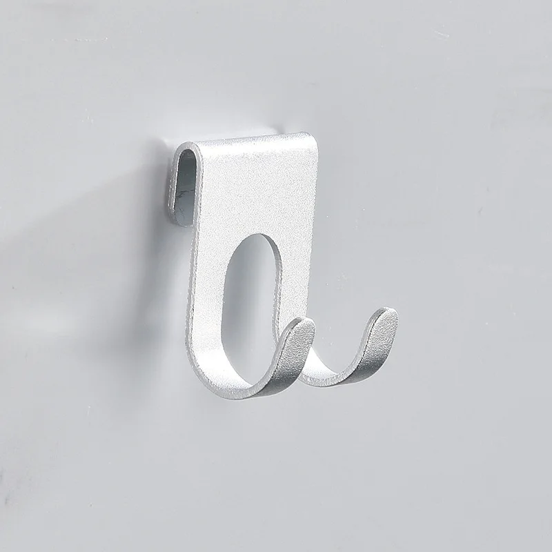Aluminum Hook Shower Glass Door Hook Free Hole Towel Rack Hanger Key Organizer plug Shaver Holder Rack 1pc