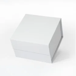 Deluxe Foldable Rigid Cardboard Gift Boxes with Magnetic Lid, Set of 2 Sizes - 15.3x15.3x10.2cm (White)