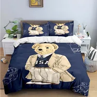 Offre spéciale mode ours ensemble de literie simple jumeau complet King Size mignon animaux linge de lit adultes adolescents chambre cadeau de luxe 3
