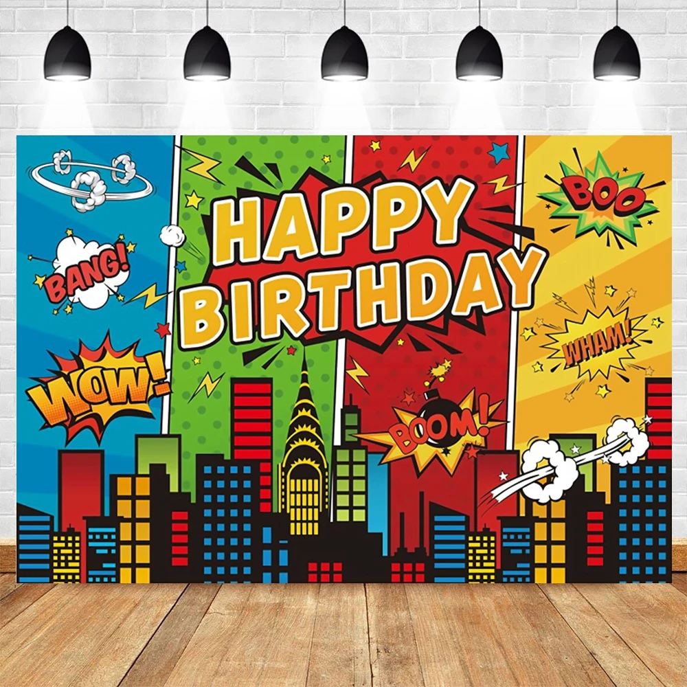 Photo backdrop photo wallpaper Yeele Superhero Baby Shower Birthday Backdrop City Building Super Hero Party Photography Background Photo Studio Photophone