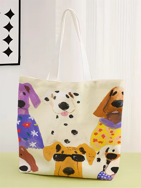 Oil Painting Dog Canvas Handbag