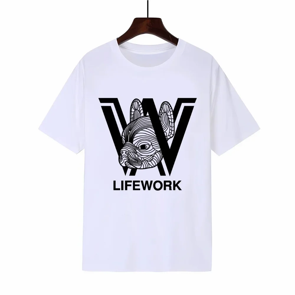 LIFEWORK HIDEAWAY 2025 Summer Korean Version Round Neck Short Sleeve French Bulldog Pattern Trendy T-shirt Tops Men And Women