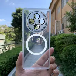 Luxury TPU Soft Silicone Magnetic Case with Camera Protection and Shockproof Bumper for Reno 12 FS (White)