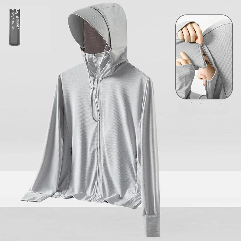 thumbnail image 1 of 50 prendas de protección solar de seda helada para exteriores, para hombre y mujer, protección UV de verano, camisa abierta, abrigo ligero de protección solar para pesca, 1 of 5