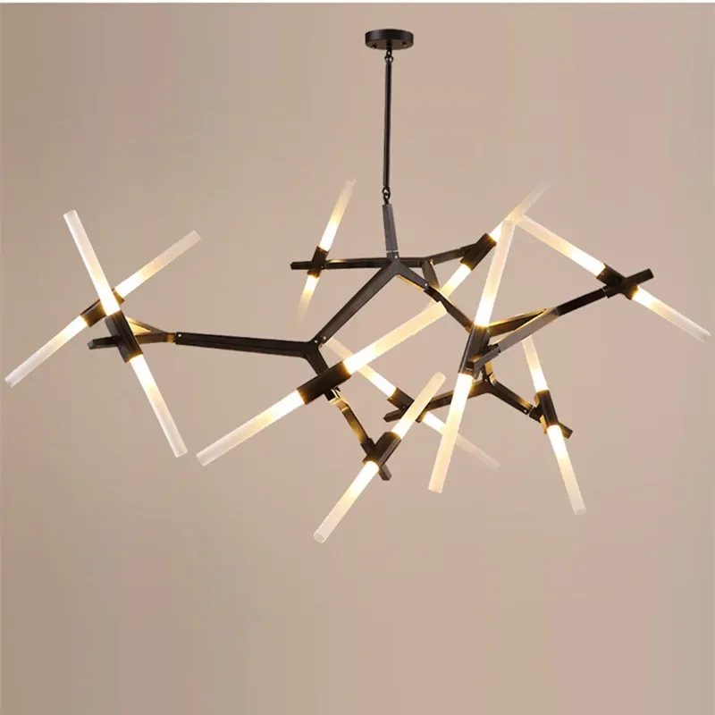 

Creativity Branch Led Ceiling Chandelier Glass Black for Hall Dining Living Room Bedroom Pendant Lights Home Decor Lusters