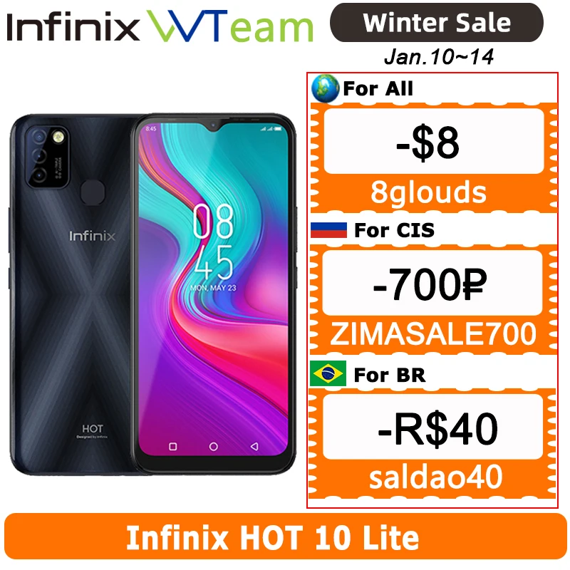 Infinix 10 lite quente telefone móvel versão global 2gb 32gb 6.6 hd...