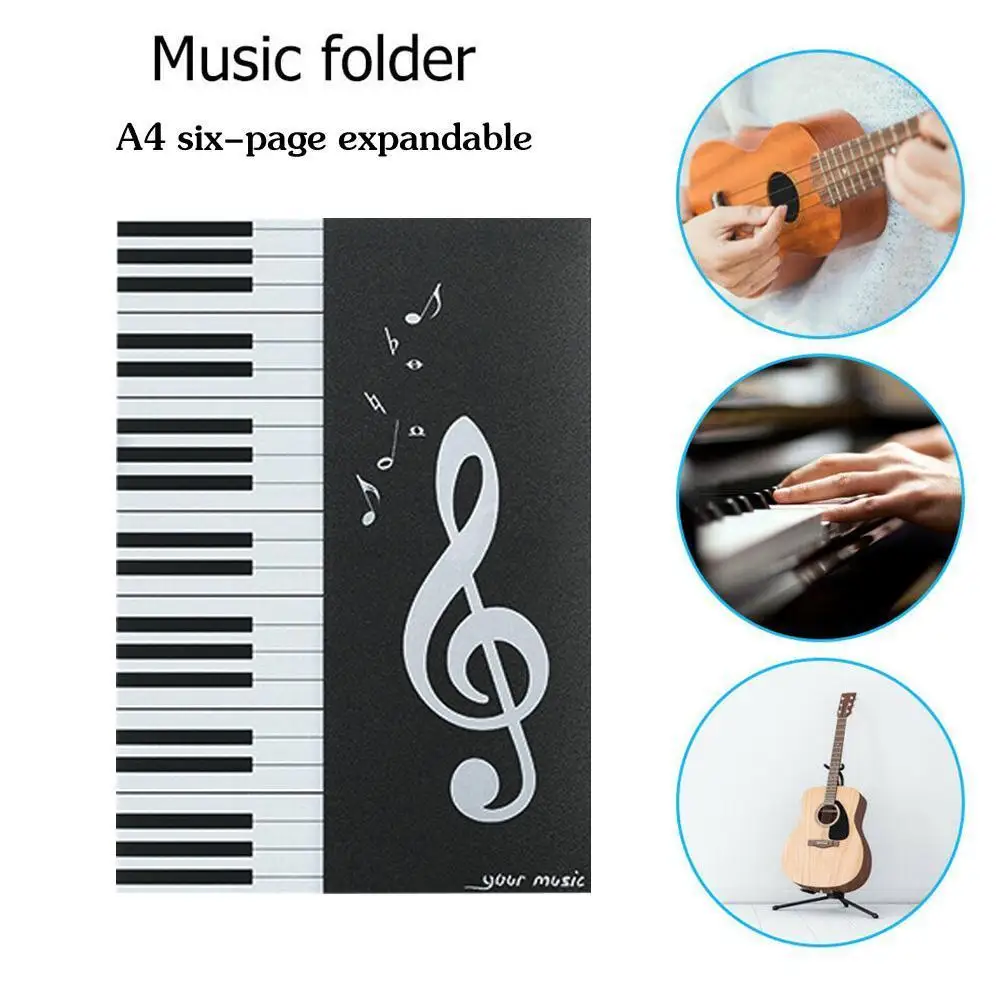 

4 Page Music Sheet Folder A4 Size Music Sheet File Book Score Note Clip Paper Music Score Folder Accessories Black Plastic