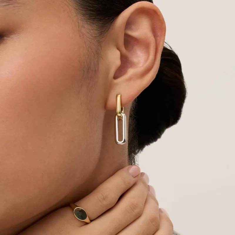 Two Tone U-Shaped Hoop Earrings for Women Exaggerated Hip hop Punk Earring Party Jewelry Wholesale