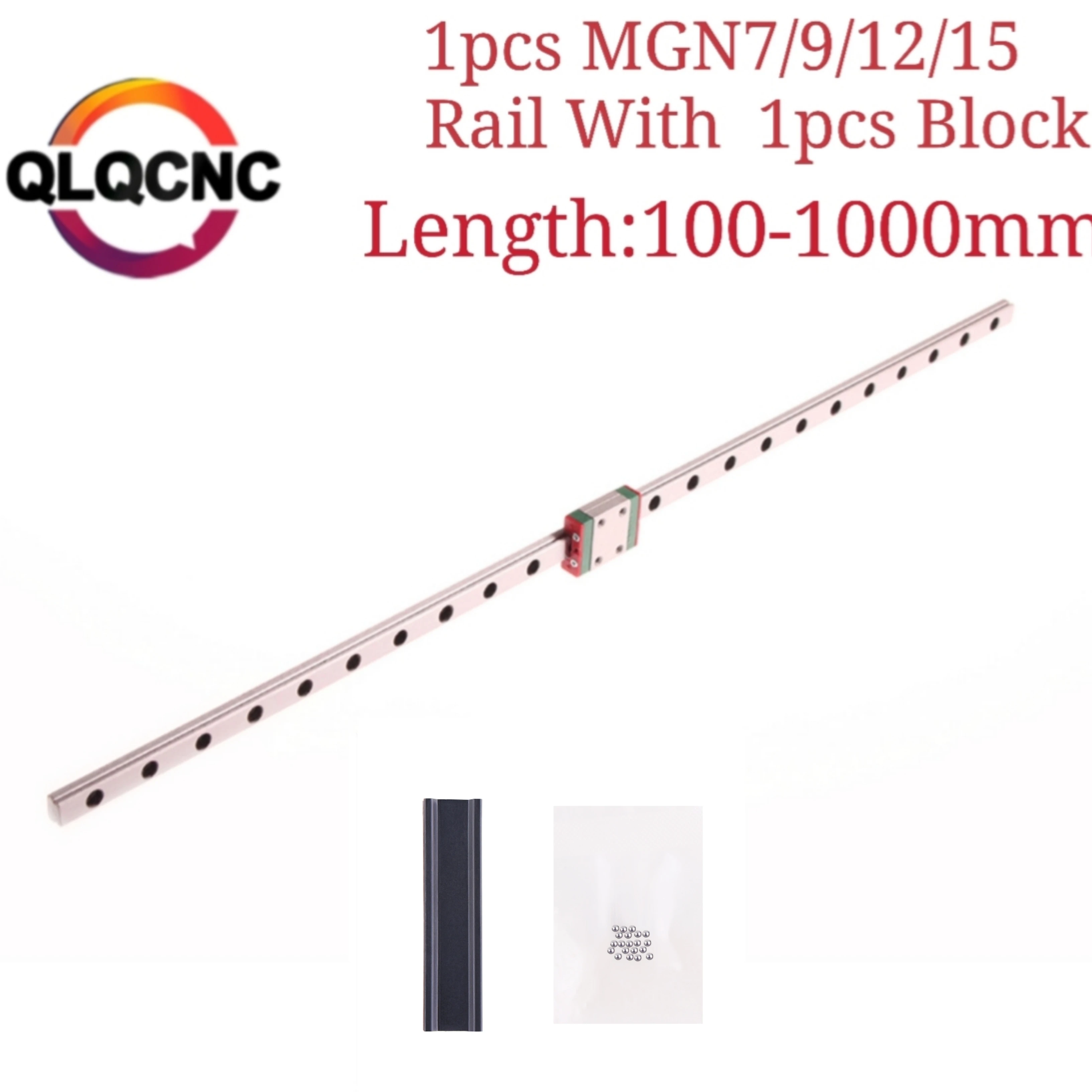 100 300 500 800 1000mm MGN7/9/12/15 Linear Rail Guide With MGN7C/7H/9C/9H/12C/12H/15C/15H Carriage Block For CNC And 3D Printer |