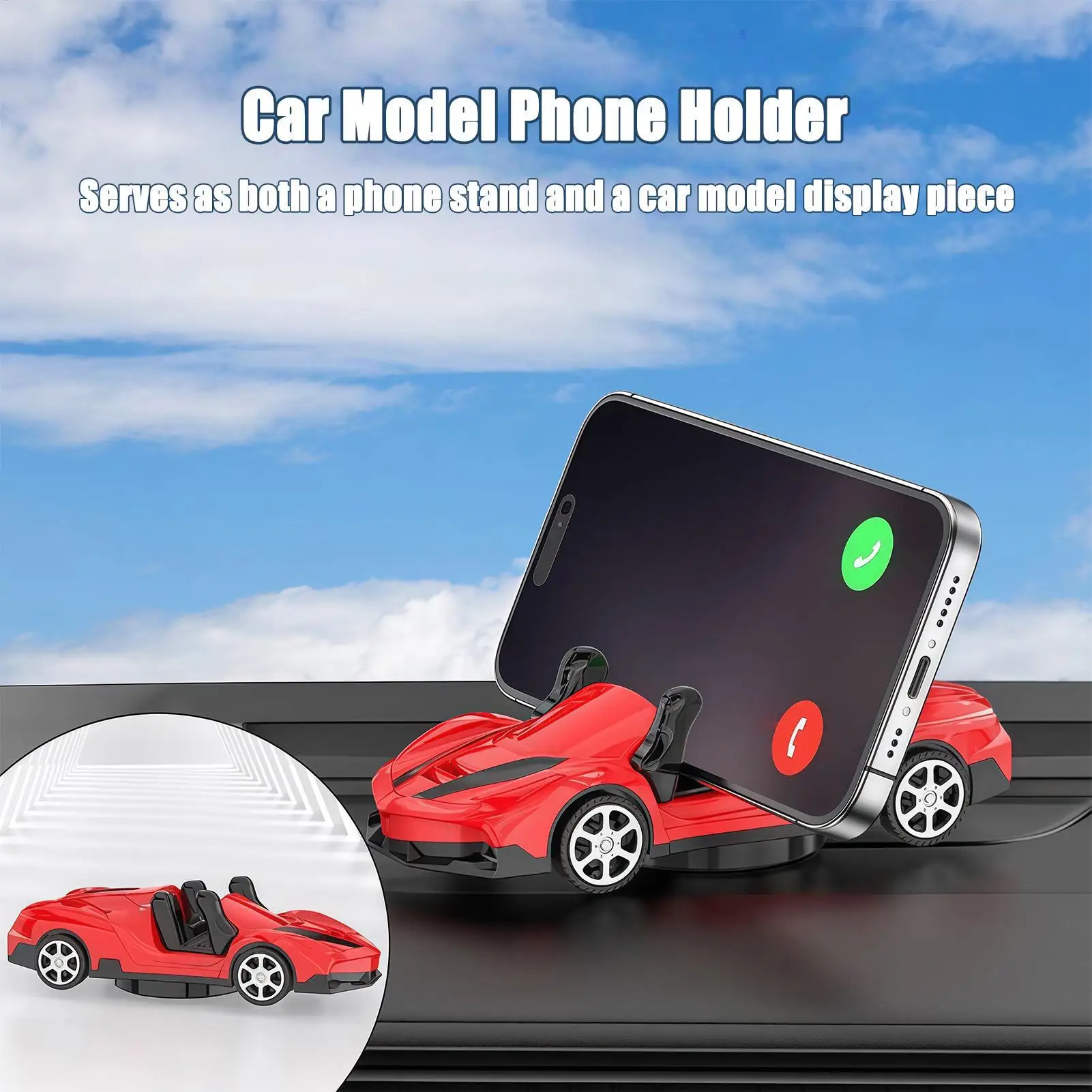Cell Phone Car Mount Car Shape Phone Holder Anti-Slip Automotive Interior Decorations For GPS Calling Driving Navigation Video
