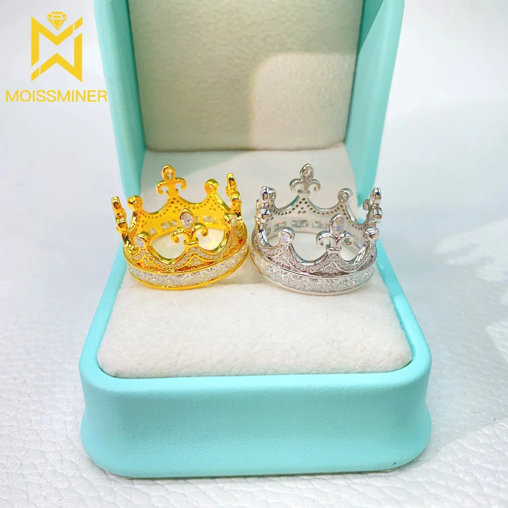 Crown Moissanite Rings For Women S925 Silver Wedding Ring Finger Jewelry Men Pass Tester Free Shipping ancient jewelry box trinket necklaces earrings rings box royal crown shape jewelry storage case decorative girls crown