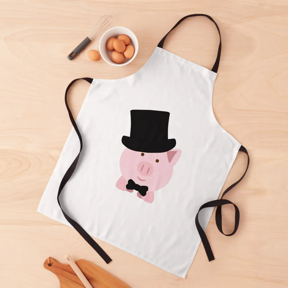 

Pink Pig wearing a top hat and bow tie Apron Kitchen Items home women Kitchen Apras For Women Kitchens For Men Apron