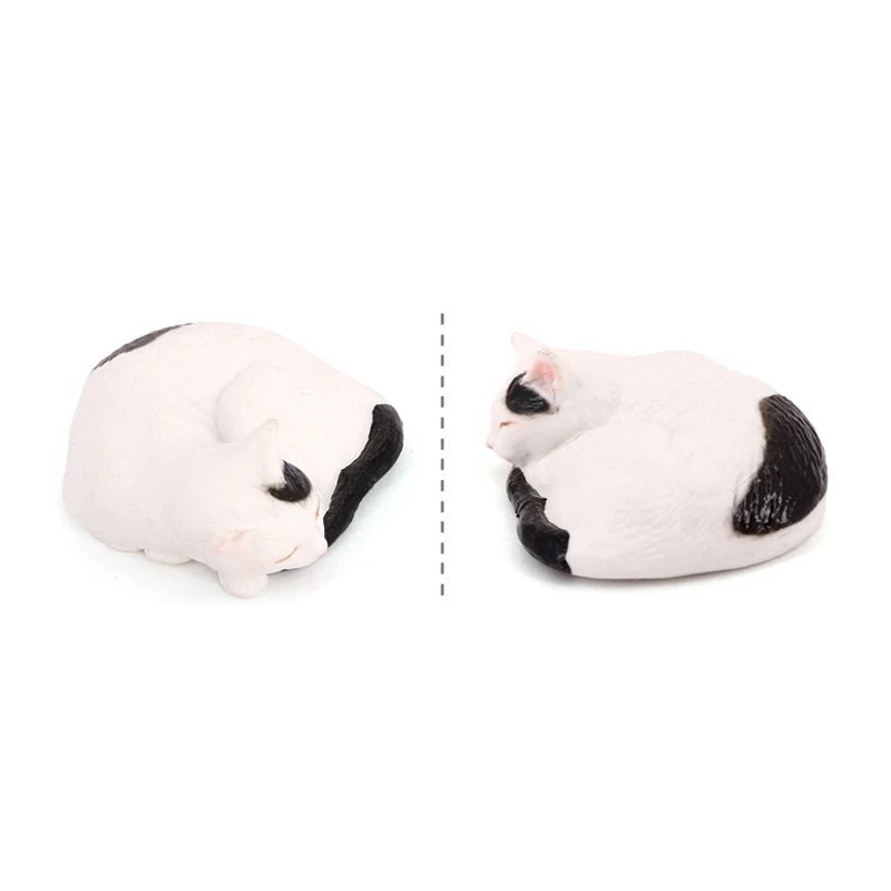 Realistische schlafende Kätzchenfigur – Kattunkatze, Kuhkatze und Smoking, Katzenmodell, Schreibtischdekoration – perfektes Geschenk für Katzenliebhaber – Detail 8