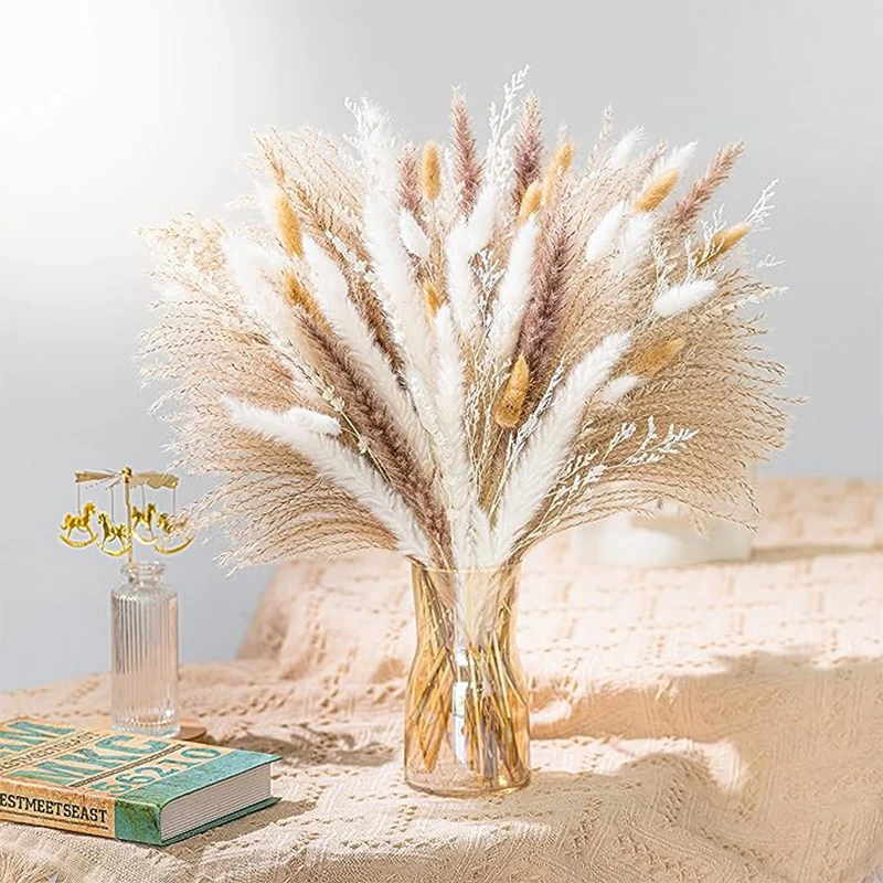

reed dried flower decorative ornaments flower arrangement decoration Wedding Boho Home Decor 95pcsPampas bouquets set Grass