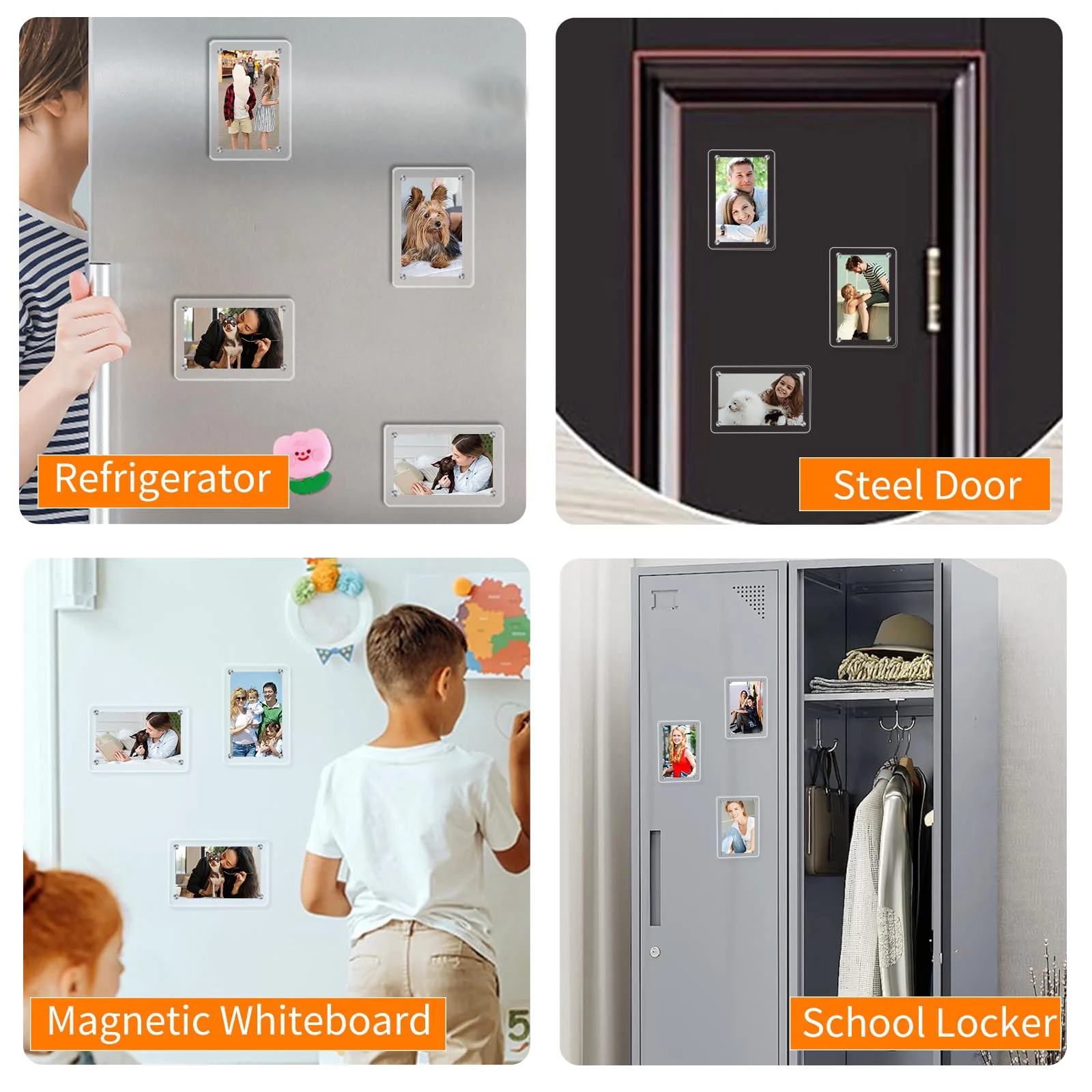 5 Packs Acrylic Fridge Magnetic Instax Frame 2.46x3.54 Inch Magnet Frame Refrigerator Double Sided Mini Picture Frames