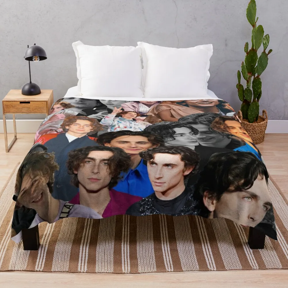 

Timothee Chalamet collage Throw Blanket Flannel Fabric christmas gifts Blankets Sofas Of Decoration Tourist Blankets