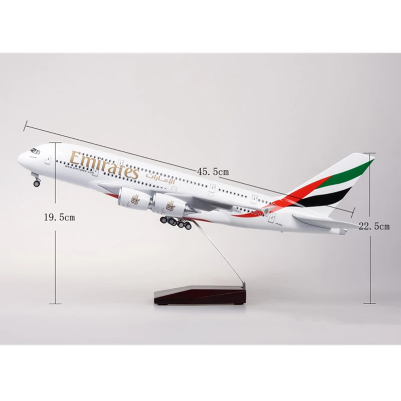 

45CM Airplane Model Emirates Airlines Airbus A380 Airlines Aircraft Diecast Resin Plane Model Toy Gift Collectible