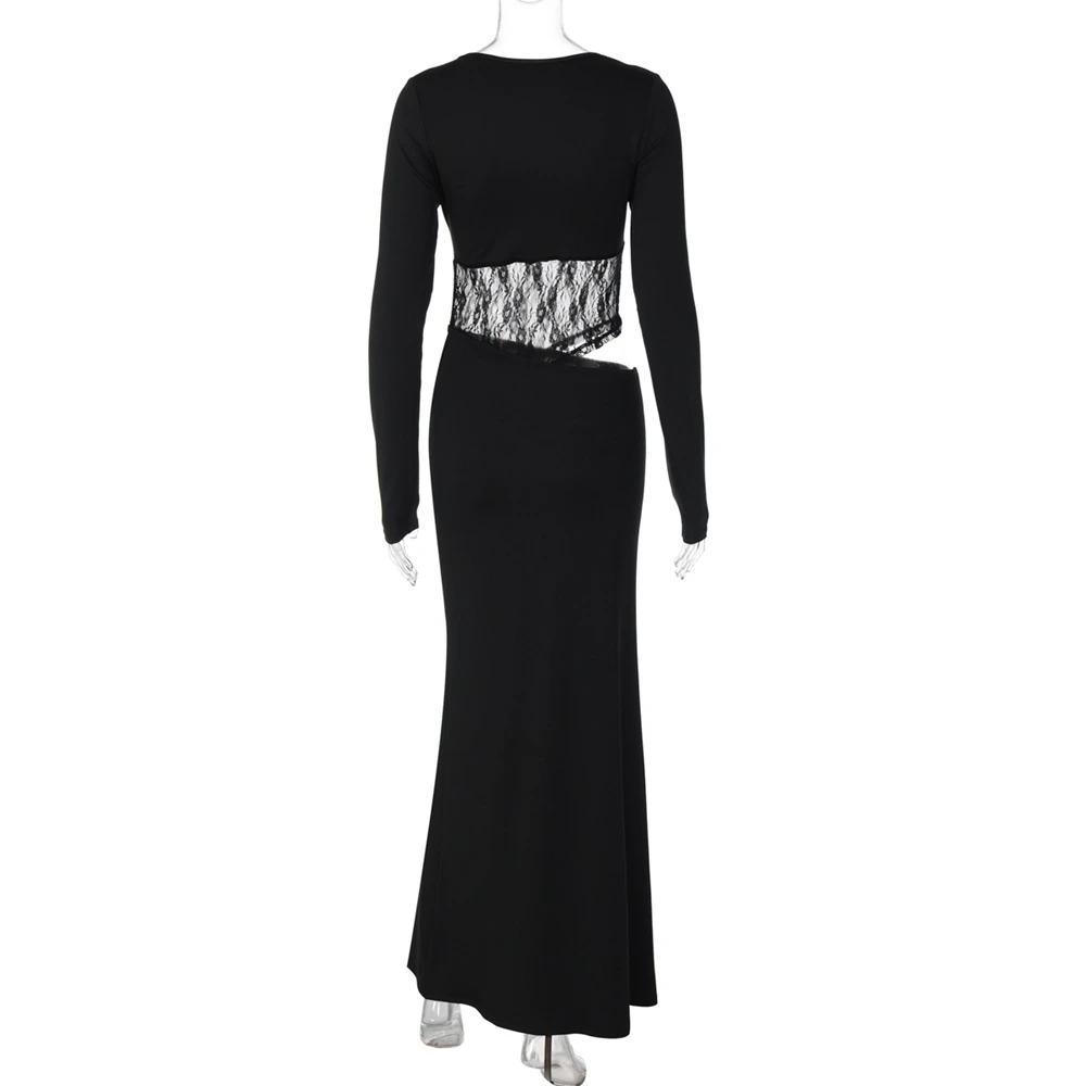 투피스 의상 레이스 허리 크롭 탑 맥시 스커트 긴 소매 블랙 임신 촬영 드레스 우아한 임부복 촬영 세트