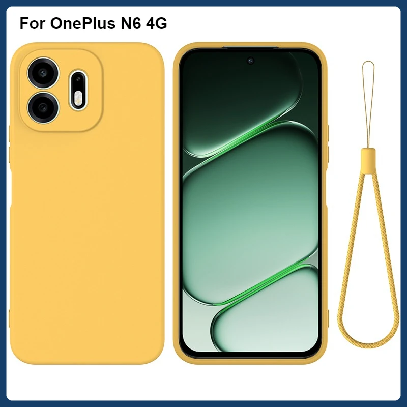 Premium Liquid Silicone Non-slip Back Phone Cover with Strap Lanyard and Flocking Interior