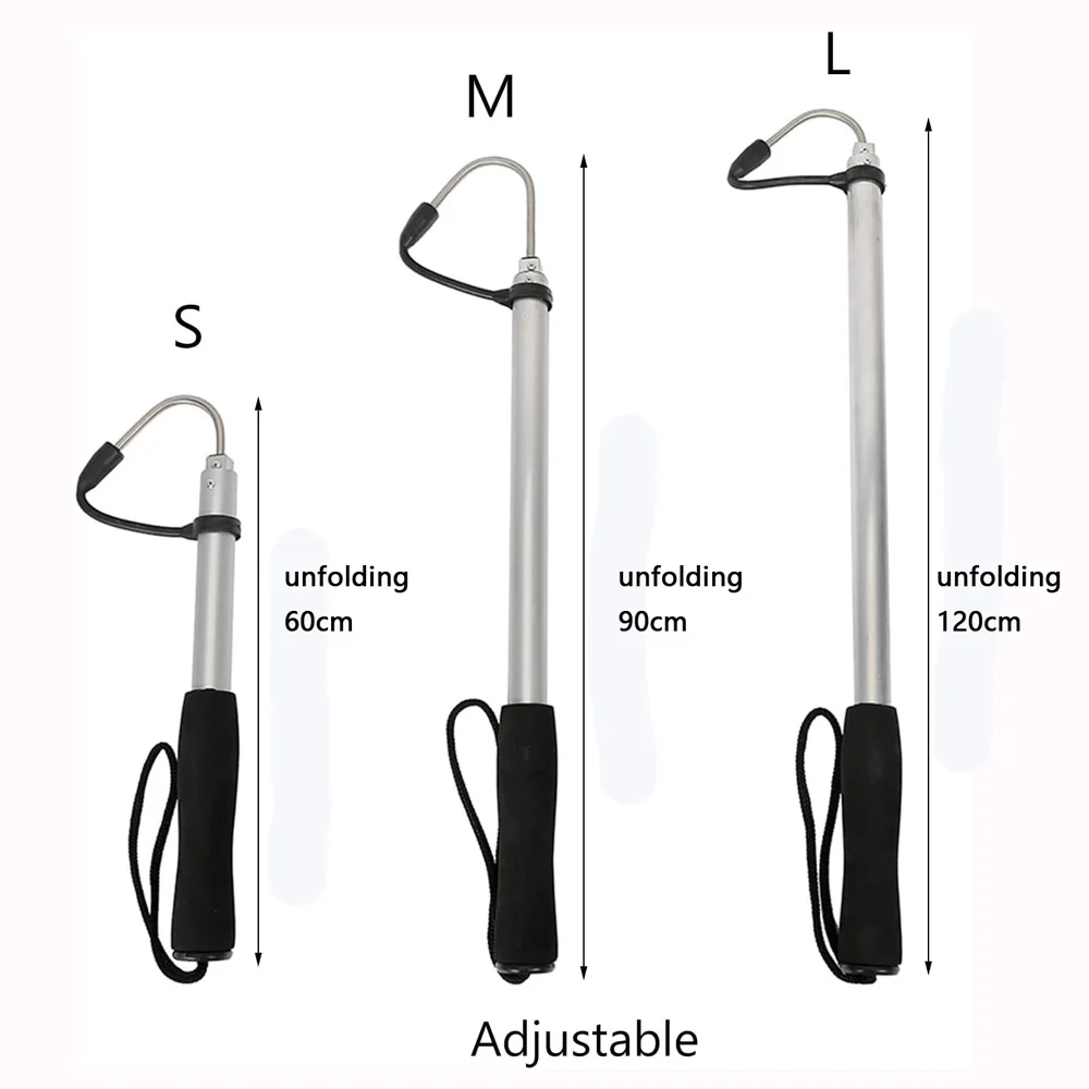New 60cm/90cm/120cm Stainless Steel Sea Telescopic Fishing Gaff Aluminum  Alloy Spear Hook Accessories Outdoor for Saltwater Tool - AliExpress