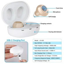  2022 New Arrivals 1Pair Digital Hearing Aid Rechargeable Ear Hearing Device Adjustable Tone Sound Amplifier Hearing Aids 